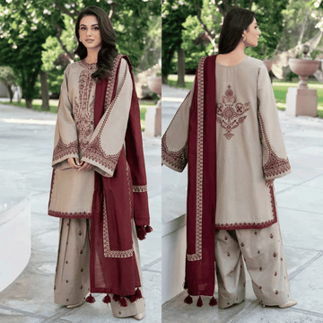 Baroque - 3PC Lawn Embroidered Suit - zab912